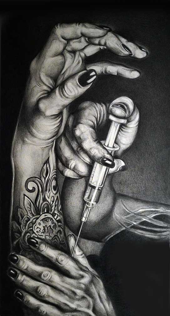 The Devil's Hand by David Schure, graphite on Bristol paper