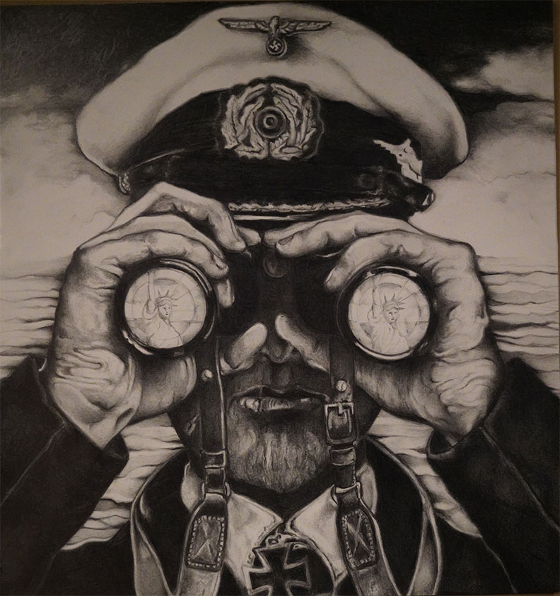 Sub-Mission by David Schure, graphite on Bristol paper